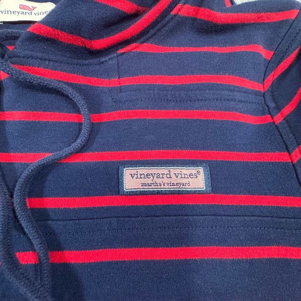EUC Vineyard Vines Striped Hoodie Women's Medium Shep‎ Shirt Red Navi Pullover - Picture 4 of 9